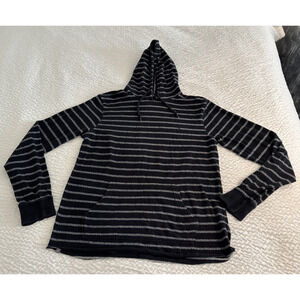 Volcom Hoodie Mens Large Long Sleeve Pocket Black Stripe Shirt Skater Streetware